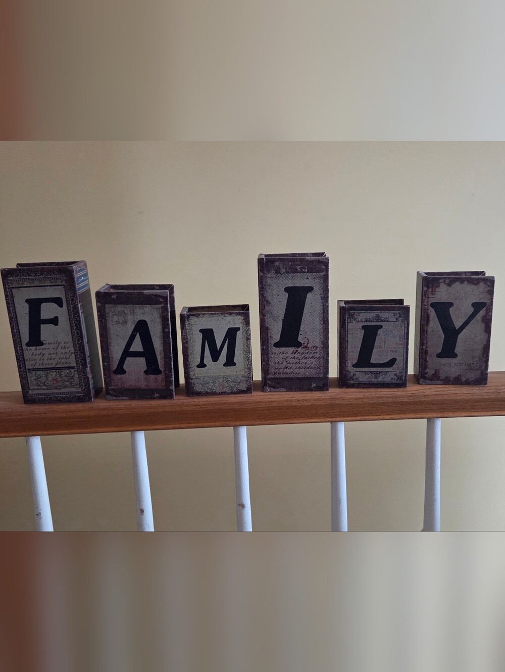 Decorative Rustic Metal Letter Blocks - Cream and Black